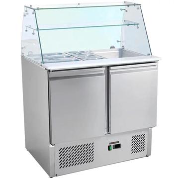 Saladette met 2 deuren en glazen blad, incl GN container etc beschikbaar voor biedingen