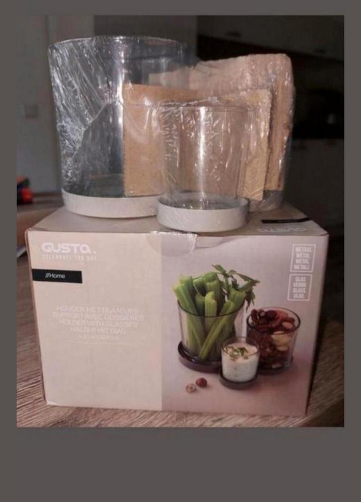 Gusta houder met 3 glaasjes, Huis en Inrichting, Woonaccessoires | Kandelaars en Kaarsen, Nieuw, Kandelaar, Ophalen of Verzenden