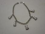 Zilveren jasseron armband met 5 bedels aapjes nr.1373