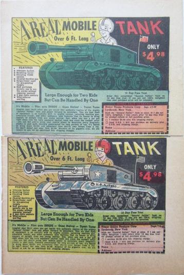 14 advertenties reclames speelgoed 50-60s - oorlog soldaten beschikbaar voor biedingen