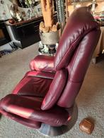 Luxe z.g.a.n Relax stoel Bordeauxrood 100% rundleer, Huis en Inrichting, Fauteuils, Ophalen of Verzenden, Zo goed als nieuw, Mooi luxueus modern