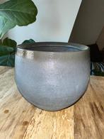 Stijlvolle keramische bloempot / cachepot – grijs, Rond, Binnen, Ophalen of Verzenden, Zo goed als nieuw
