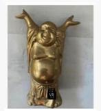 Brocante Lachende zwaar koper happy dikke geluksboeddha 17cm, Ophalen of Verzenden