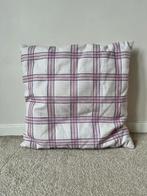 Geruit vintage kussen, 42,5x42,5cm. Retro 90s pastel koraal, Huis en Inrichting, Woonaccessoires | Kussens, Verzenden, Gebruikt