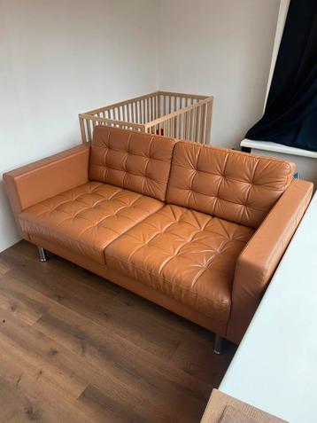 Ikea Landskrona bank, leer, bruin, twee persoons - afbeelding 1