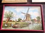 Vintage tegeltableau Holland landschap windmolen J. v Hunnik, Ophalen of Verzenden