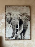 Canvas schilderij | Olifant | safari style | 78x58 cm, Schilderij, Zo goed als nieuw, 50 tot 75 cm, Ophalen