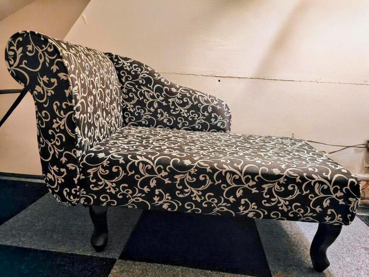 Vida XL Chaise Longue - Zwart Wit, Huis en Inrichting, Banken | Sofa's en Chaises Longues, Gebruikt, Eenpersoons, Minder dan 150 cm