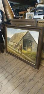 Groot ouderwets schilderij gesigneerd afmeting 105 bij 76 cm, Ophalen of Verzenden