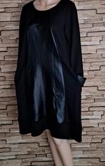 KEKOO - Zwarte Stretchjurk met Lederlook, mt 40/42, Maat 38/40 (M), Verzenden, Zwart, Nieuw