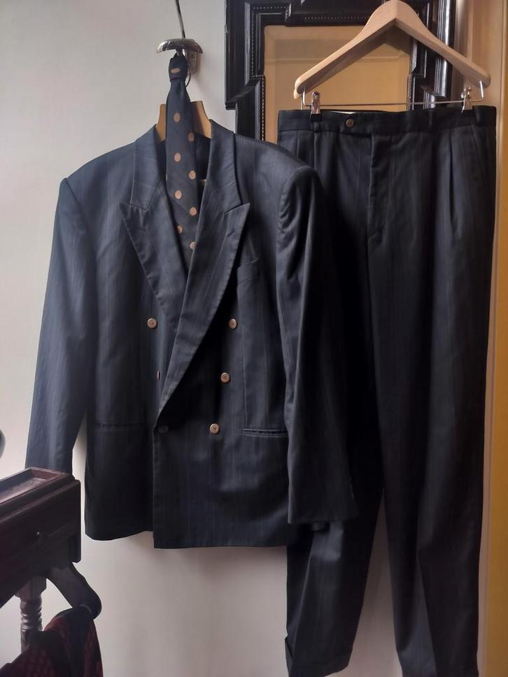 Double breasted two-piece pak 1980s Bixon, Kleding | Heren, Kostuums en Colberts, Zo goed als nieuw, Maat 52/54 (L), Grijs, Verzenden