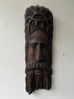 Houten Masker - Handgesneden Jezus met doornenkroon, Ophalen of Verzenden
