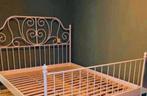 IKEA Leirvik bedframe 140x200 + lattenbodem. Excl. pootjes, Gebruikt, Wit, Tweepersoons, 200 cm
