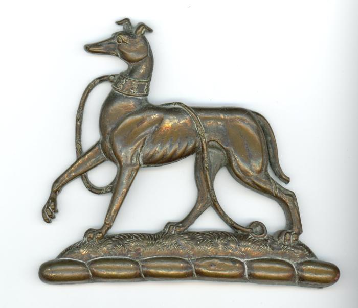 Heraldiek koetsornament met hazewindhond – Engels 19e eeuw, Antiek en Kunst, Curiosa en Brocante, Verzenden
