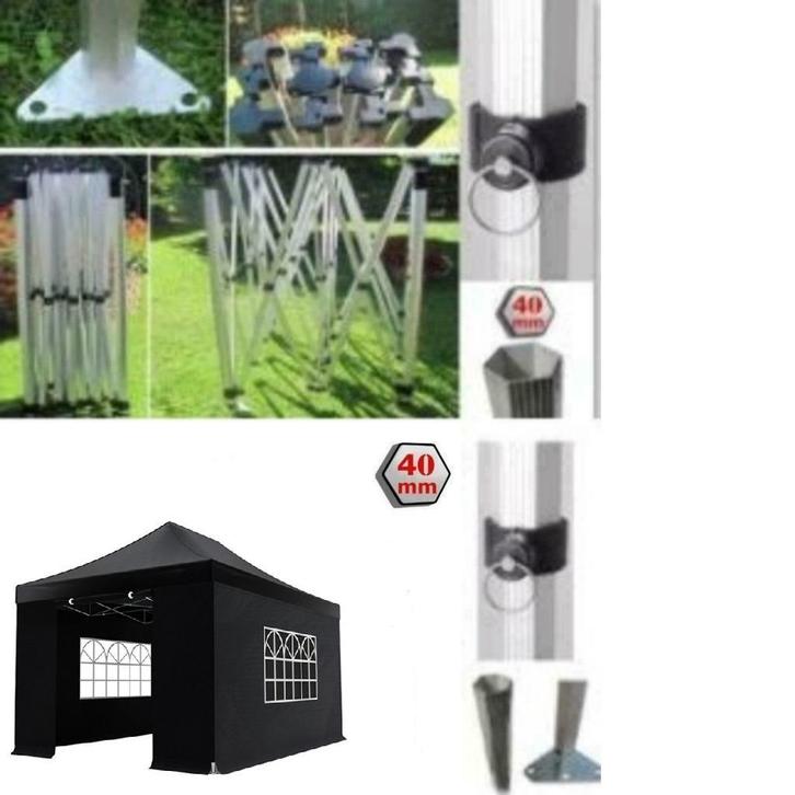 Easy Up Vouwtent Marktkraam 4,5x3m Hexagon-Frame Zwart, Tuin en Terras, Partytenten, Nieuw, Partytent, Ophalen of Verzenden