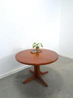 Rond ovaal teak uitschuifbare eettafel vintage, Huis en Inrichting, Tafels | Eettafels, Gebruikt, 100 tot 150 cm, Ophalen of Verzenden