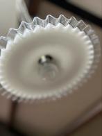 Oude retro hanglamp glas wit katrol, Huis en Inrichting, Lampen | Hanglampen, Gebruikt, Ophalen of Verzenden, Glas, Minder dan 50 cm
