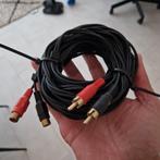 Tulp stereo audio verlengkabel -  zwart - 5 meter, Ophalen of Verzenden, Gebruikt