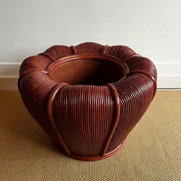 XL Pencil reed rattan rotan bloempot vintage beschikbaar voor biedingen