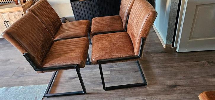 set van 4 stoelen in industriële stijl., Huis en Inrichting, Stoelen, Gebruikt, Ophalen
