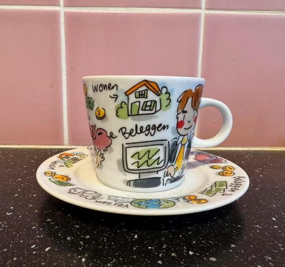 Blond Amsterdam Abn Amro kop & schotel, Huis en Inrichting, Keuken | Servies, Kop(pen) en/of Schotel(s), Blond Amsterdam, Ophalen of Verzenden