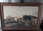 Schilderij van dorpsaanzicht (gesigneerd), Antiek en Kunst, Kunst | Schilderijen | Klassiek, Ophalen of Verzenden