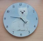 Wandklok van Glas met Westie moeder en pup, Ophalen of Verzenden, Zo goed als nieuw, Analoog, Wandklok