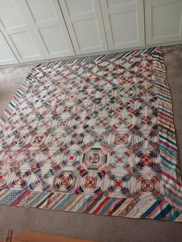 Antieke Log Cabin Quilt, ca. 1880 beschikbaar voor biedingen