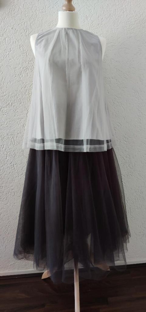 Cathrine Hammel rok antraciet + bijpassende top lichtgrijs, Kleding | Dames, Rokken, Zo goed als nieuw, Maat 38/40 (M), Grijs