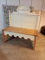 Brocante bank teakhout grenen 130cm nu voor €110, Antiek en Kunst, Ophalen