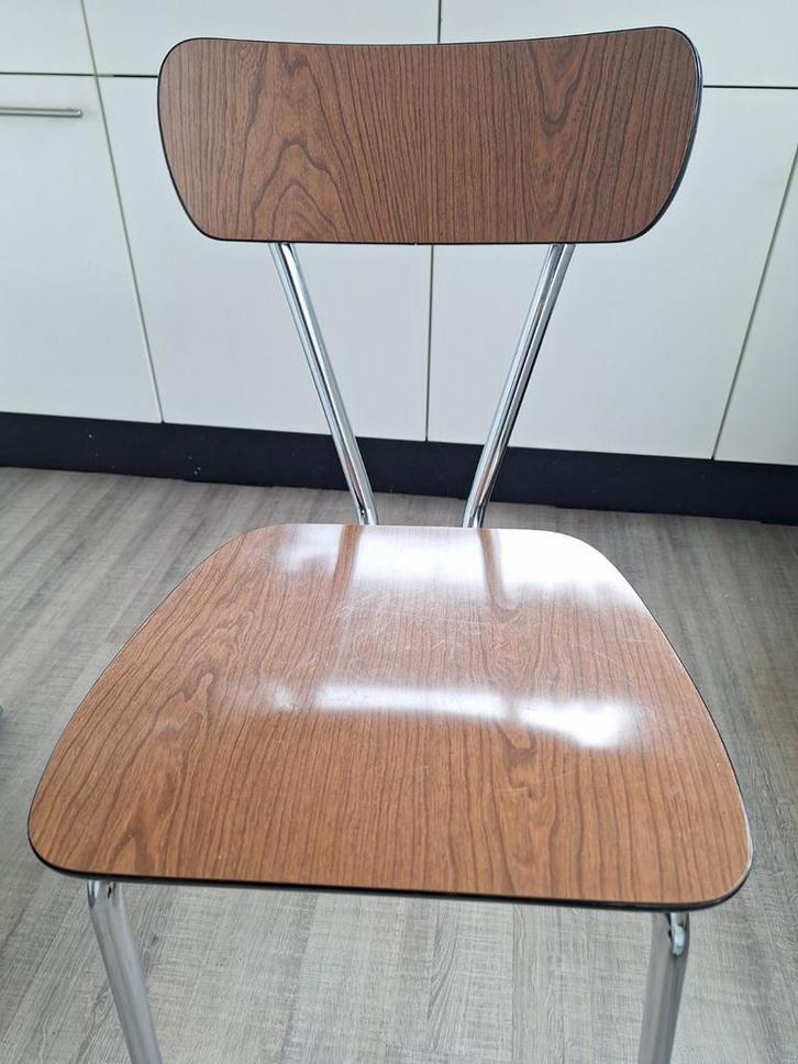 Vintage Stoel - Bruin Hout & Chroom, Huis en Inrichting, Stoelen, Gebruikt, Eén, Hout, Metaal, Bruin, Ophalen of Verzenden