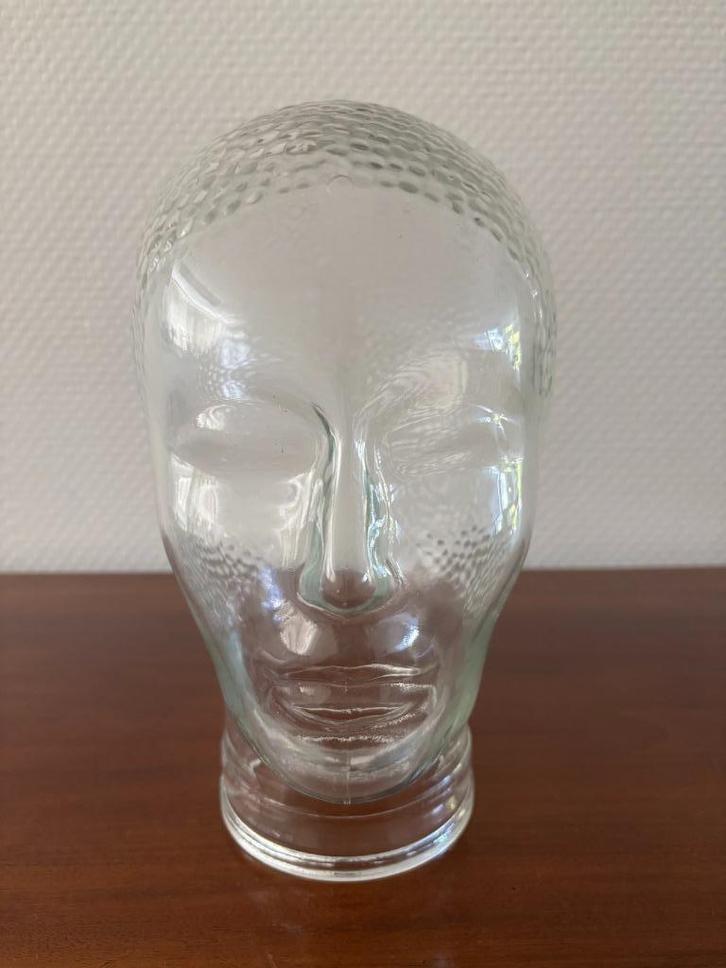 Vintage jaren '70 glazen transparant hoofd / kop., Antiek en Kunst, Antiek | Glas en Kristal, Ophalen of Verzenden