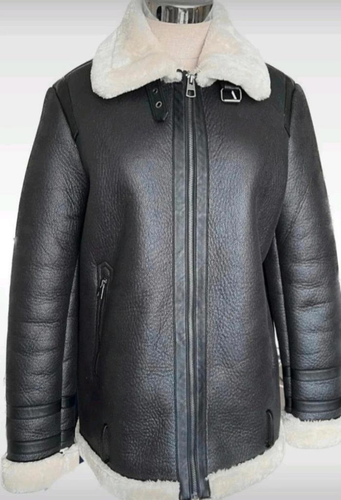C&A Zwarte Aviator Jas - Teddy Voering - Maat S, Kleding | Dames, Jassen | Winter, Zo goed als nieuw, Maat 36 (S), Zwart, Ophalen of Verzenden