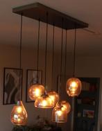 Glazen hanglamp met 7 lichtpunten, Huis en Inrichting, Lampen | Hanglampen, Ophalen, Zo goed als nieuw, 50 tot 75 cm