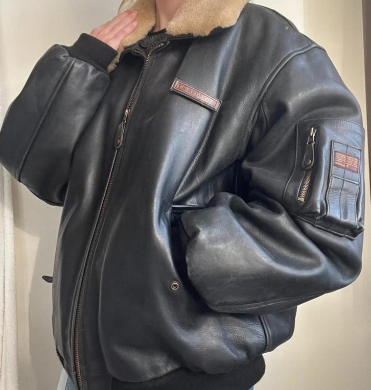 REDSKINS bomber piloten jas, Kleding | Heren, Jassen | Winter, Zo goed als nieuw, Overige maten, Zwart, Ophalen of Verzenden