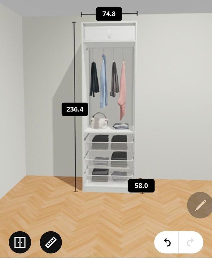 ikea pax kast 75 cm, Huis en Inrichting, Kasten | Kledingkasten, Gebruikt, 200 cm of meer, 50 tot 100 cm, 50 tot 75 cm, Ophalen