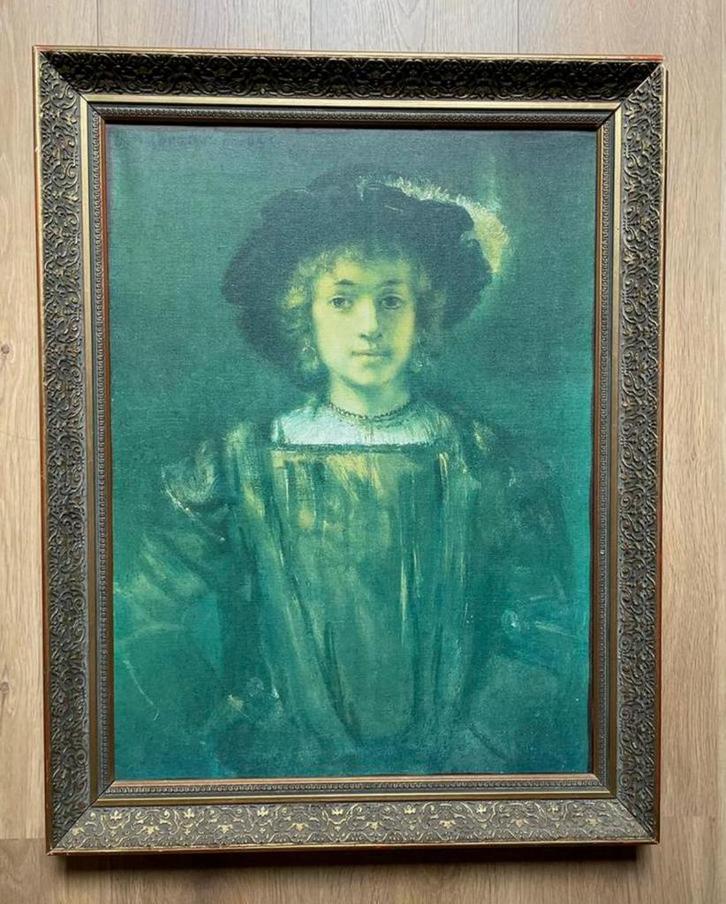 Prent op doek, Titus van Rijn, goudkleurige lijst, Antiek en Kunst, Kunst | Schilderijen | Klassiek, Ophalen