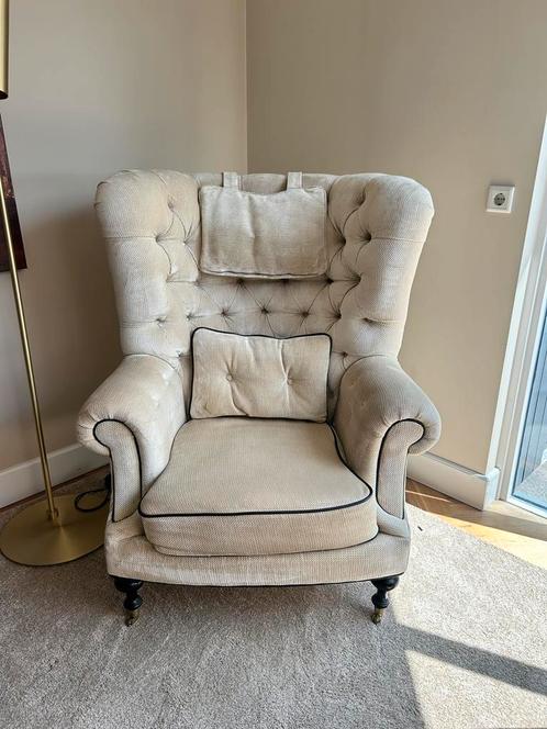 Lounge set met voetenbankje, Huis en Inrichting, Stoelen, Gebruikt, Eén, Stof, Ophalen