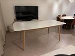 Uitschuifbare eettafel wit/hout, Huis en Inrichting, Tafels | Eettafels, Ophalen, Gebruikt, 50 tot 100 cm, Vijf personen of meer