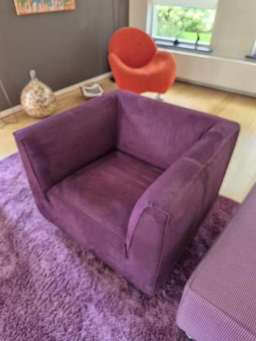 Design Fauteuil Gelderland 4800, paars, Huis en Inrichting, Fauteuils, Zo goed als nieuw, Metaal, Stof, 75 tot 100 cm, Minder dan 75 cm