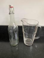 Glazen waterkan en limonade fles, Ophalen, Glas of Glazen, Gebruikt, Glas