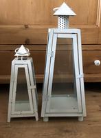 Metalen lantaarns met (uitneembare) ruitjes, in nieuwstaat!, 50 tot 75 cm, Wit, Nieuw, Ophalen of Verzenden