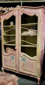 Shabby/Houtsnijwerk/Boho /Vitrinekast/Kast, Antiek en Kunst, Ophalen