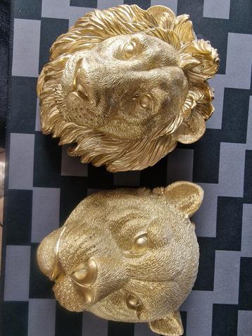 Gouden leeuw en panter, muurhanger beschikbaar voor biedingen