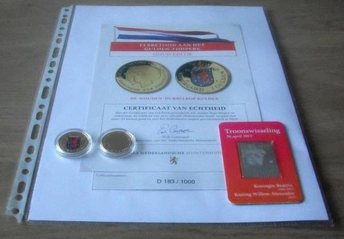Nederland 1980, 2 munten van 1 gulden en zilveren zegel., Postzegels en Munten, Munten | Nederland, Setje, 1 gulden, Koningin Juliana