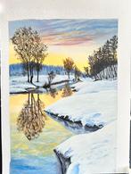 Winterlandschap op Malpapier 30x40cm, Ophalen of Verzenden