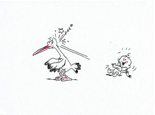 Ansichtkaart Ooievaar en Baby, Verzamelen, Ansichtkaarten | Themakaarten, Ongelopen, 1980 tot heden, Kinderen, Ophalen of Verzenden