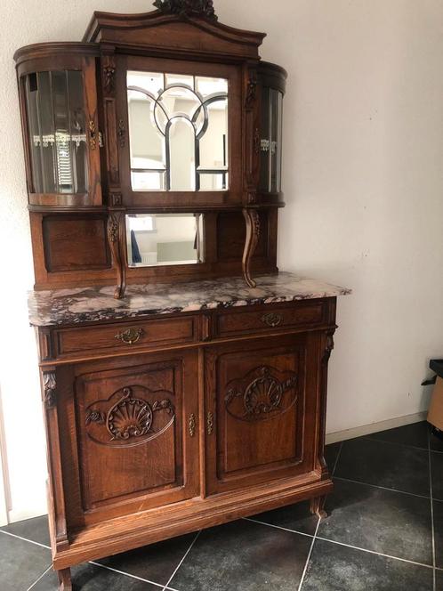 Antieke Kast met Marmeren Blad en Spiegel, Antiek en Kunst, Antiek | Meubels | Kasten, Ophalen
