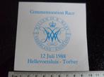sticker commemoration race 1988 hellevoetsluis torbay, Verzamelen, Stickers, Verzenden, Zo goed als nieuw, Bedrijf of Vereniging