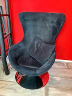 Stijlvolle zwarte fauteuil vidal met kussentje draaibaar, Huis en Inrichting, Ophalen, Minder dan 75 cm, Zo goed als nieuw, Stof